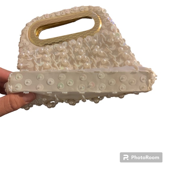 VINTAGE Pearl & Beaded Designer Clutch Evening Purse Made in Hong Kong - Picture 3 of 4